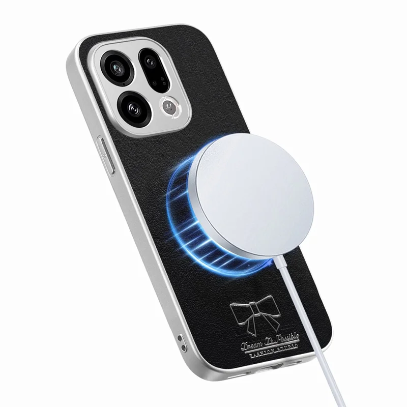 For Oppo Find X9 5G Magnetic Case Butterfly Bow Pattern PU Leather + TPU + PC Shockproof Phone Cover - Black