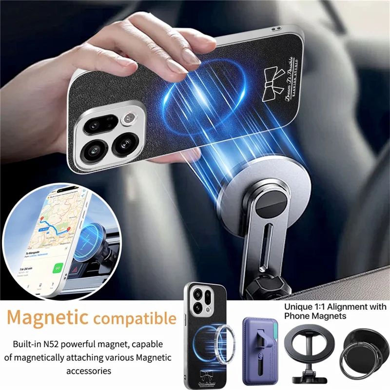 For Oppo Find X9 5G Magnetic Case Butterfly Bow Pattern PU Leather + TPU + PC Shockproof Phone Cover - Black