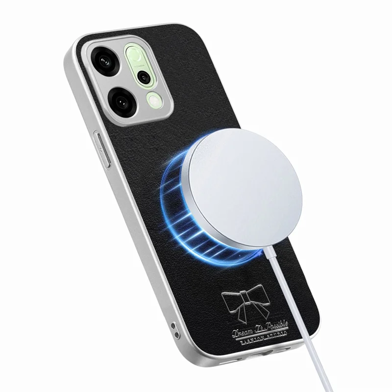 For Oppo Reno14 Pro 5G (Global) Magnetic Case Butterfly Bow Pattern PU Leather + TPU + PC Shockproof Phone Cover - Black