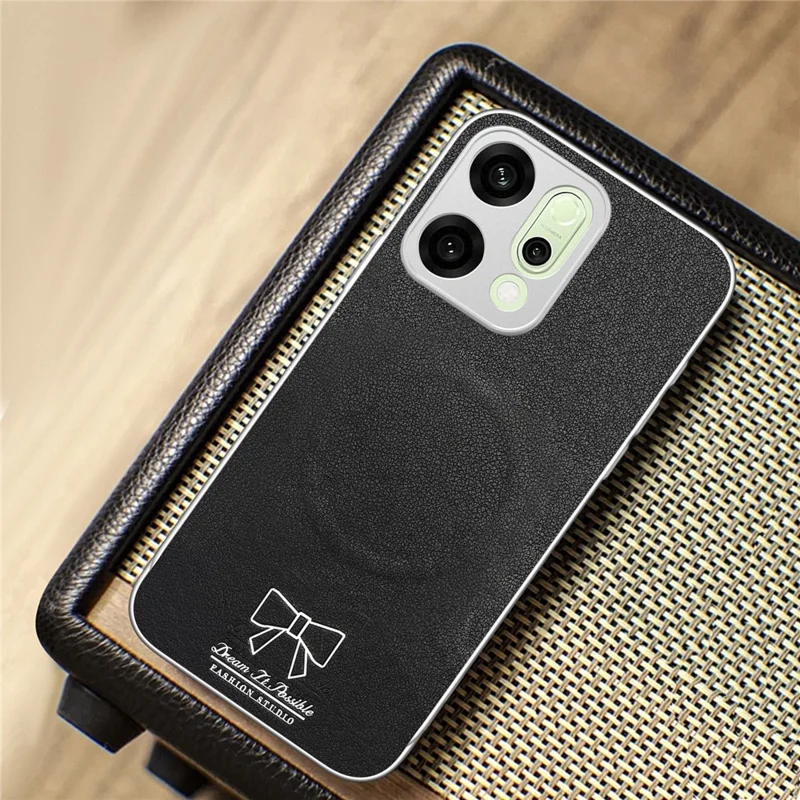 For Oppo Reno14 5G (Global) Magnetic Case Butterfly Bow Pattern PU Leather + TPU + PC Shockproof Phone Cover - Black