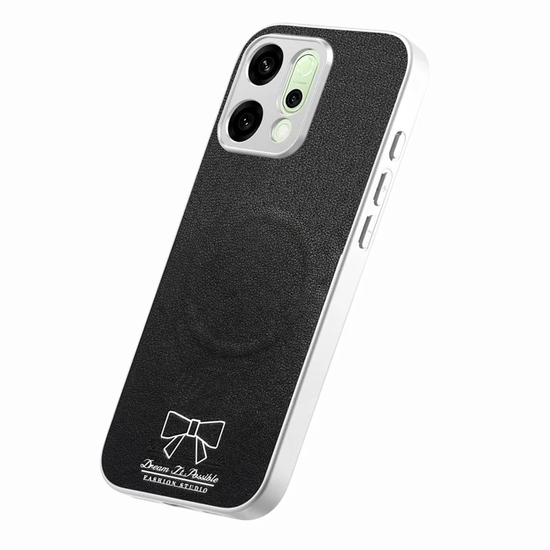 For Oppo Reno14 5G (Global) Magnetic Case Butterfly Bow Pattern PU Leather + TPU + PC Shockproof Phone Cover - Black