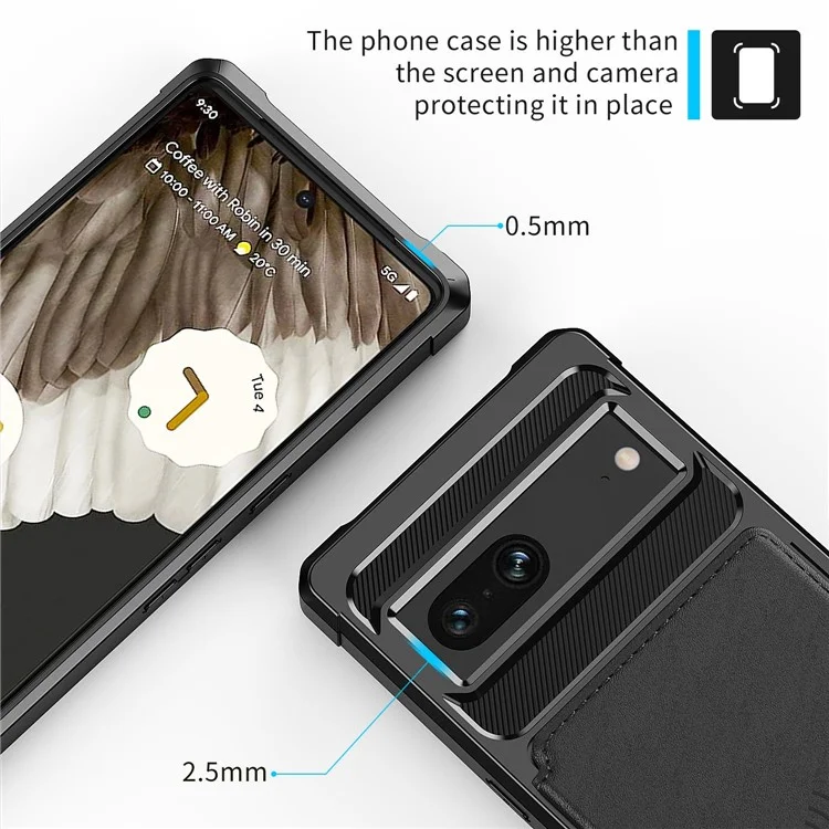 ZM03 for Google Pixel 7 5G Phone Case Kickstand Card Holder Anti-scratch Phone Back Cover with Magnetic Metal Sheet - Black