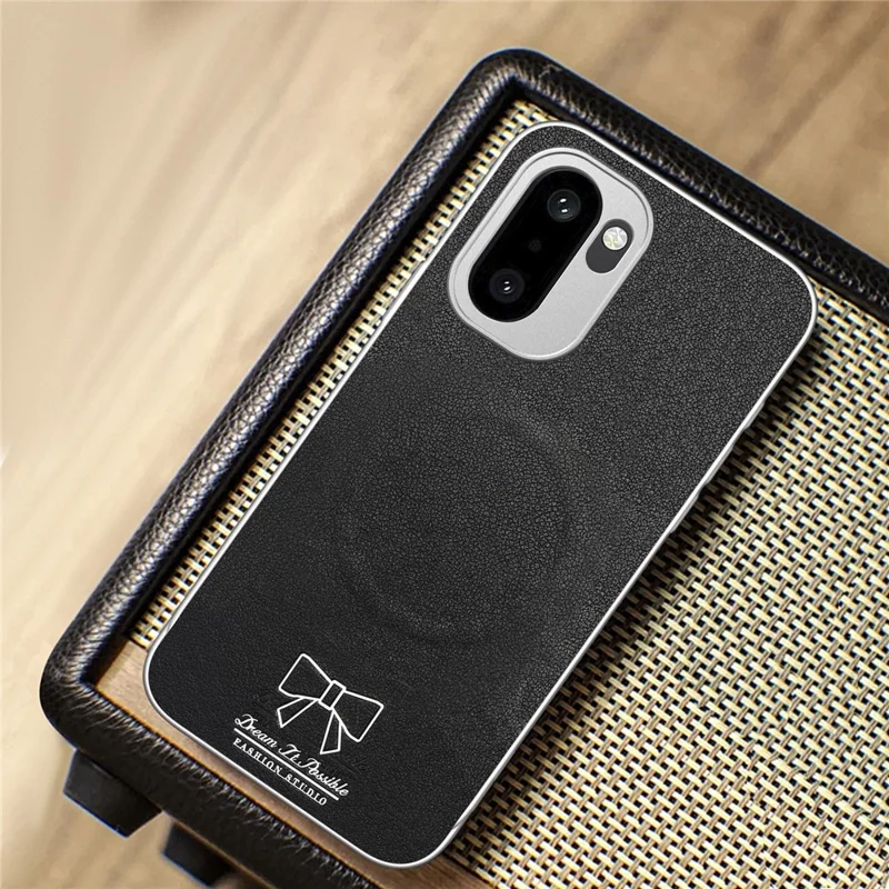 غطاء مغناطيسي لهاتف OnePlus 15R 5G / Ace 6 5G / Ace 6T 5G بنمط رباط الفراشة من جلد البولي يوريثان الصناعي + TPU + PC مقاوم للصدمات - أسود