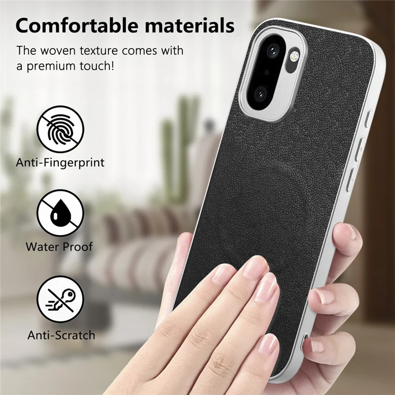 غطاء مغناطيسي لهاتف OnePlus 15R 5G / Ace 6 5G / Ace 6T 5G بنمط رباط الفراشة من جلد البولي يوريثان الصناعي + TPU + PC مقاوم للصدمات - أسود