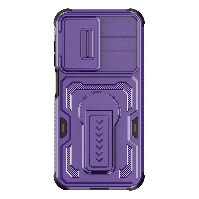For Samsung Galaxy A26 5G  /  A17 5G  /  A17 4G Case Slide Lens Shield PC + TPU Kickstand Phone Cover - Purple