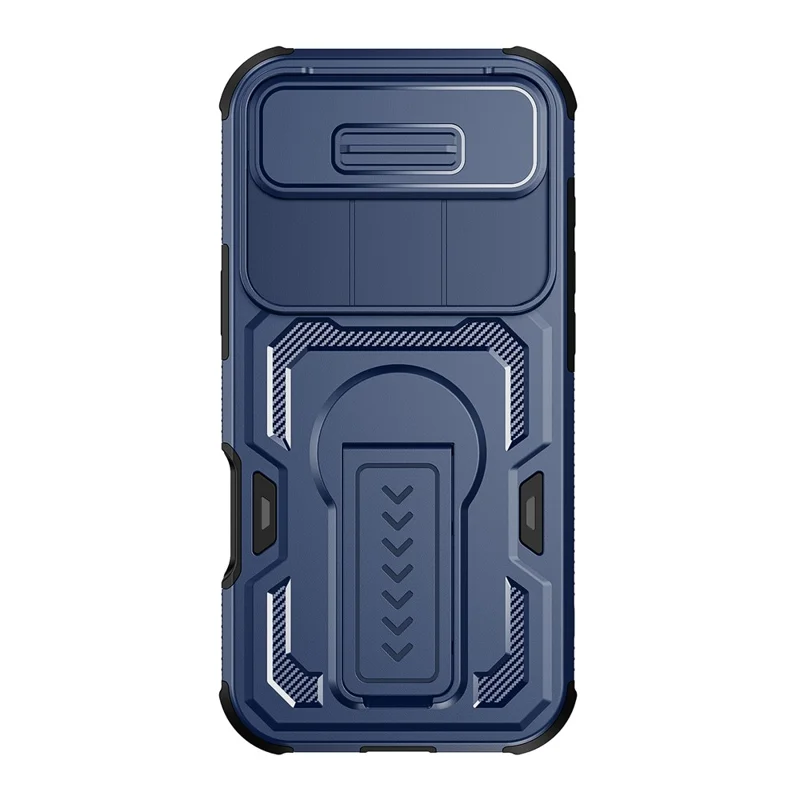 For iPhone Air Case Slide Lens Shield PC + TPU Kickstand Phone Cover - Blue
