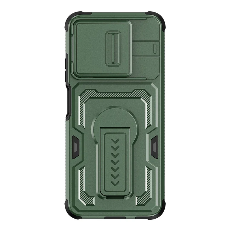 For Motorola Moto G (2025) 5G Case Slide Lens Shield PC + TPU Kickstand Phone Cover - Green