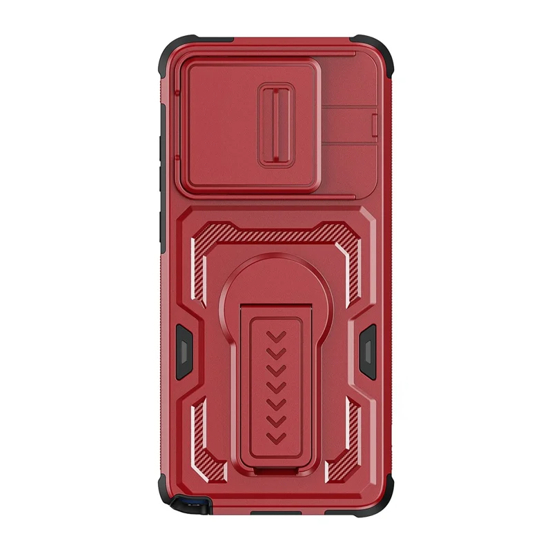For Motorola Moto G Stylus 5G (2025) Case Slide Lens Shield PC + TPU Kickstand Phone Cover - Red