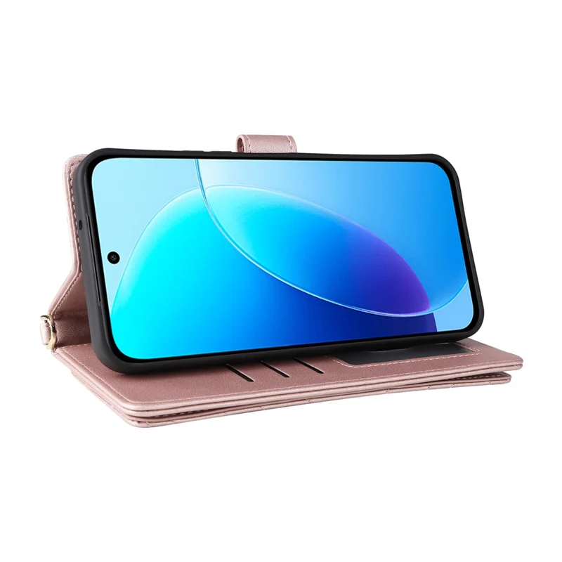 For vivo Y31d 4G  /  Y500i 5G Leather Case Stand Wallet Phone Cover with Shoulder  /  Wrist Strap - Pink