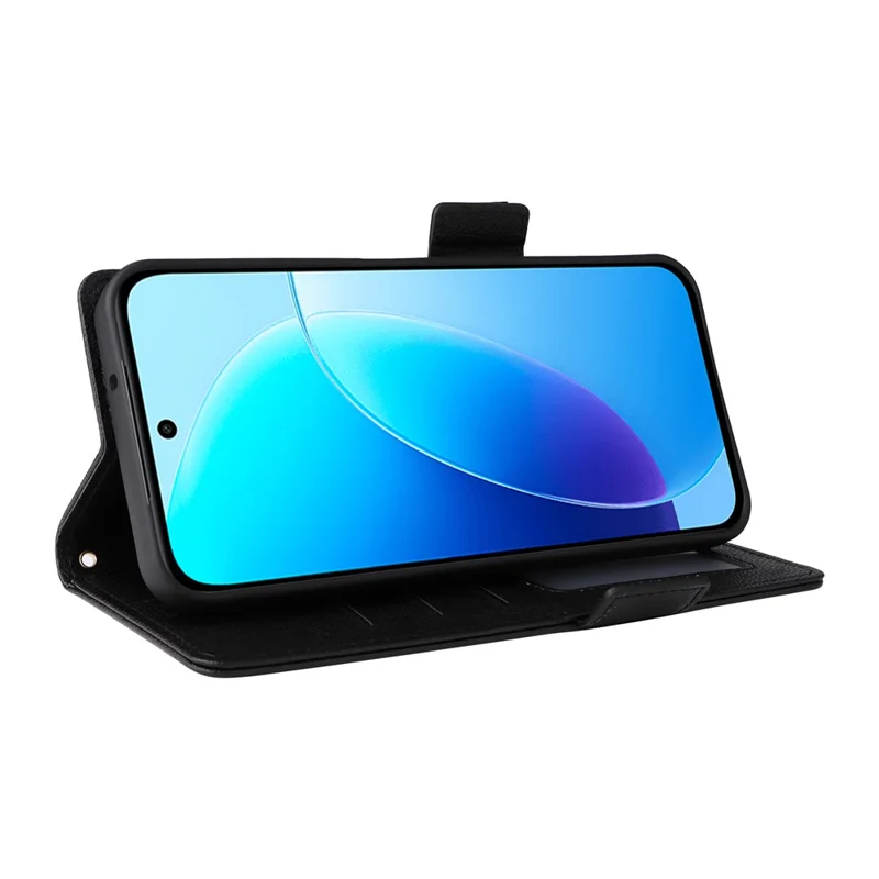 Phone Case For vivo Y31d 4G  /  Y500i 5G Litchi Texture Wallet Leather Phone Cover with Wrist Strap - Black