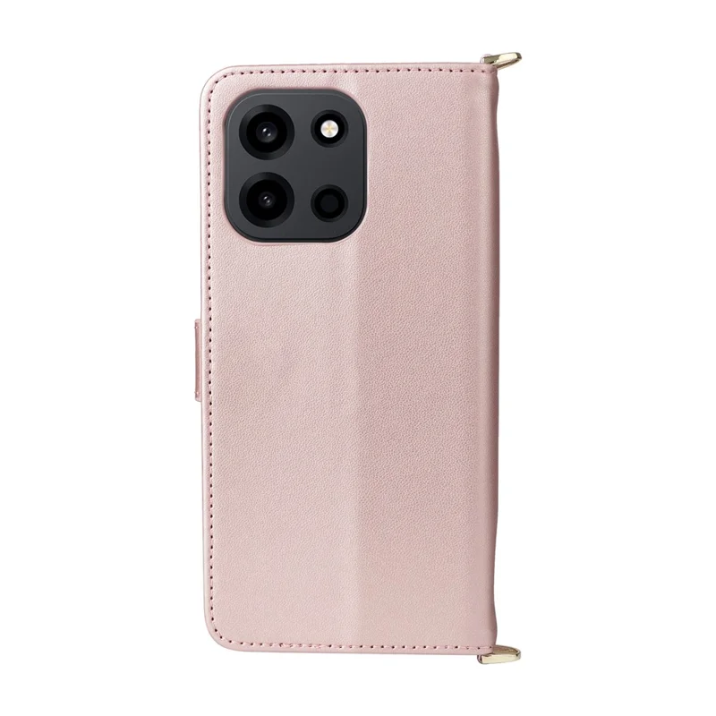 For OnePlus Turbo 6V 5G  /  Turbo 6 5G Leather Case Stand Wallet Phone Cover with Shoulder  /  Wrist Strap - Pink