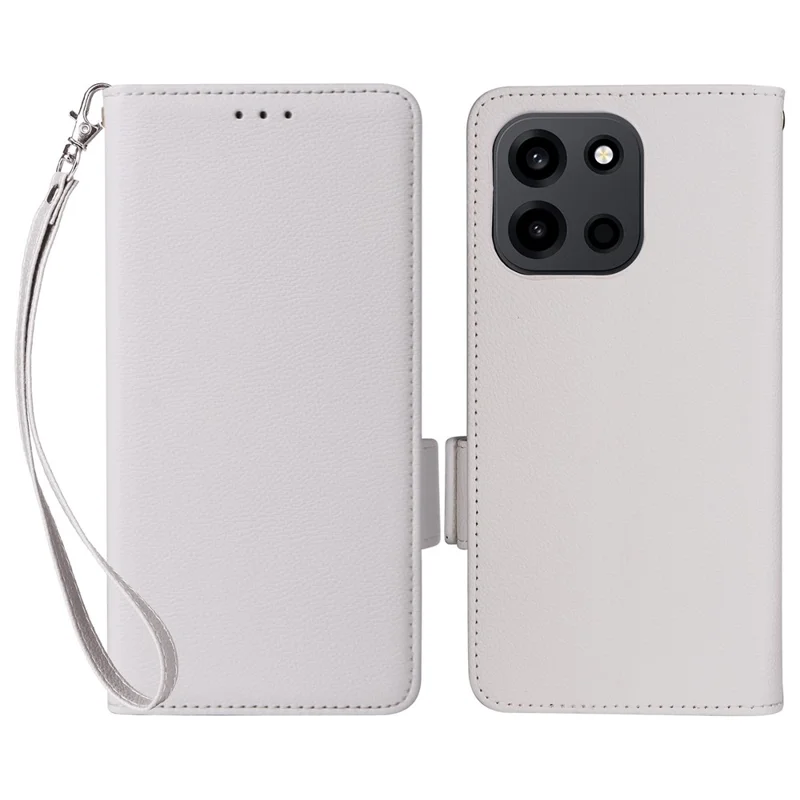 Phone Case For OnePlus Turbo 6 5G  /  Turbo 6V 5G Litchi Texture Wallet Leather Phone Cover with Wrist Strap - White