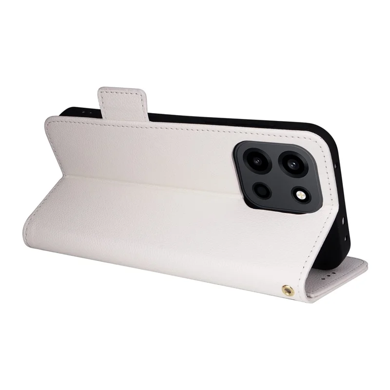 Phone Case For OnePlus Turbo 6 5G  /  Turbo 6V 5G Litchi Texture Wallet Leather Phone Cover with Wrist Strap - White