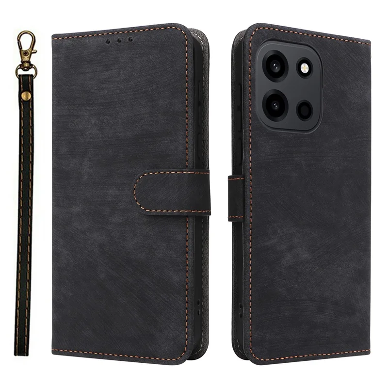 Etui na telefon do OnePlus Turbo 6V 5G / Turbo 6 5G, portfel z funkcją blokowania RFID, pokrowiec z syntetycznej skóry PU z podstawką i paskiem - Czarny