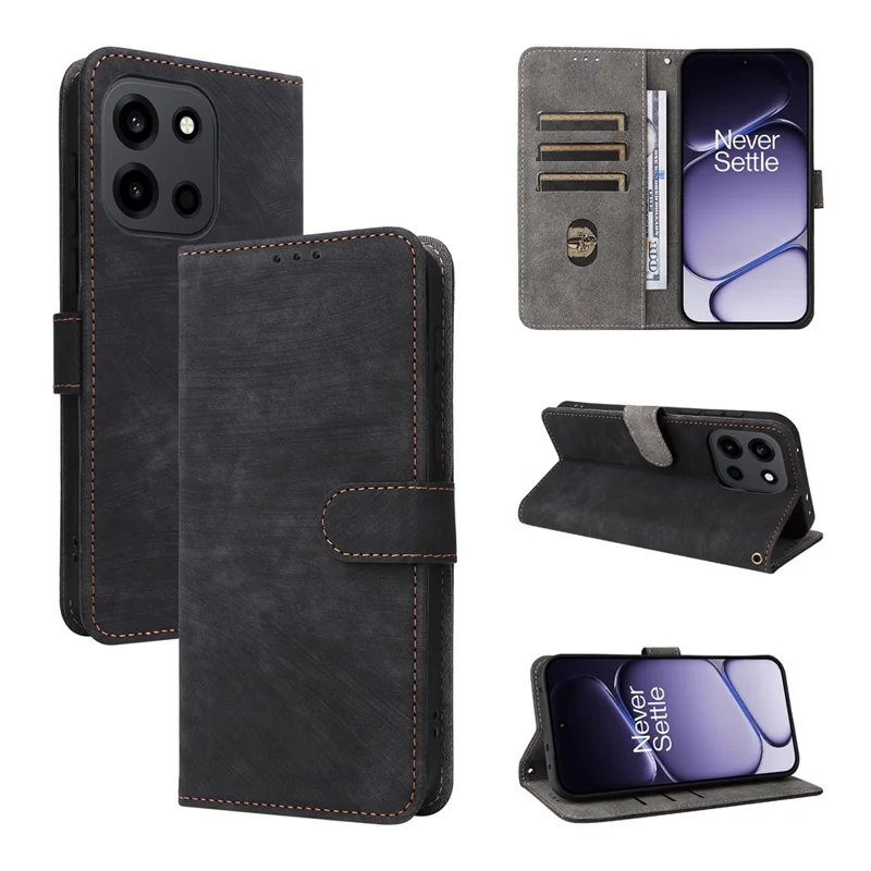 Etui na telefon do OnePlus Turbo 6V 5G / Turbo 6 5G, portfel z funkcją blokowania RFID, pokrowiec z syntetycznej skóry PU z podstawką i paskiem - Czarny
