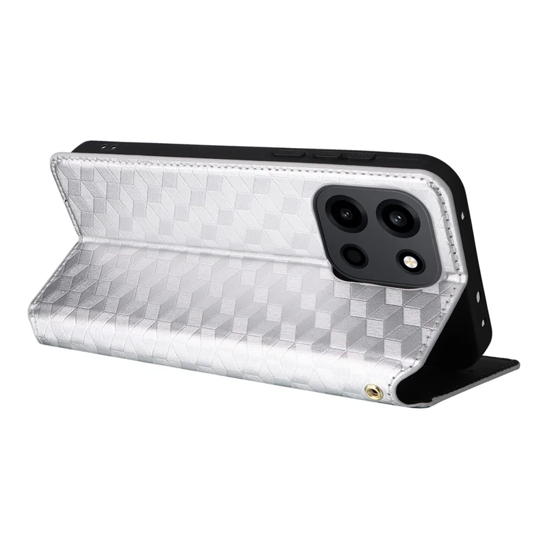 Handyhülle für OnePlus Turbo 6 5G / Turbo 6V 5G, Brieftasche mit Rhombus-Muster, aus geprägtem PU-Leder - Silber