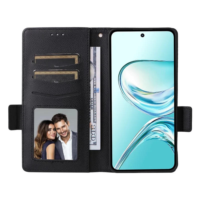Phone Case For ZTE nubia Focus 2 Ultra 5G Litchi Texture Wallet Leather Phone Cover with Wrist Strap - Black