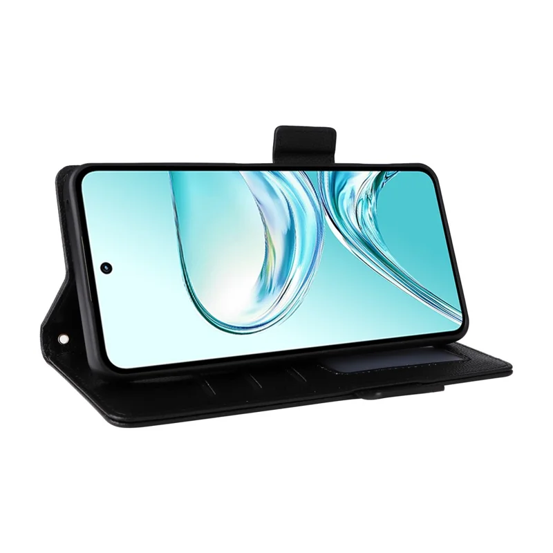 Phone Case For ZTE nubia Focus 2 Ultra 5G Litchi Texture Wallet Leather Phone Cover with Wrist Strap - Black