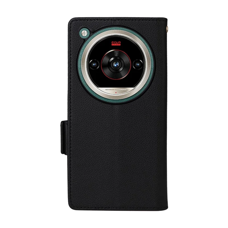 Phone Case For ZTE nubia Focus 2 Ultra 5G Litchi Texture Wallet Leather Phone Cover with Wrist Strap - Black