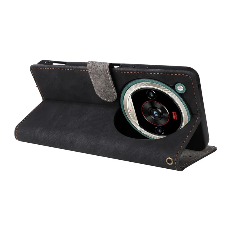 Phone Case For ZTE nubia Focus 2 Ultra 5G Wallet RFID Blocking PU Leather Phone Cover Stand with Strap - Black