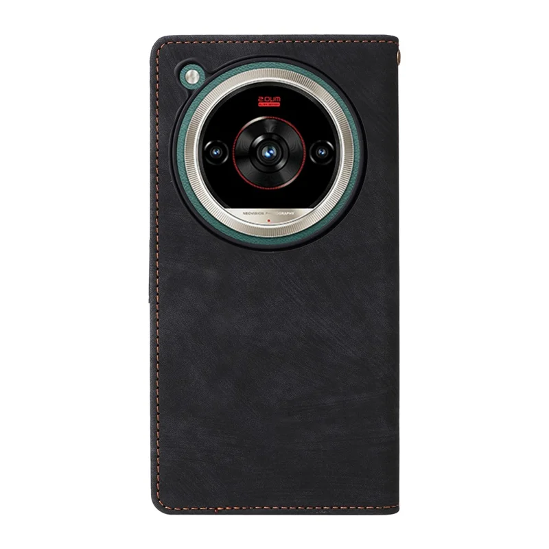 Phone Case For ZTE nubia Focus 2 Ultra 5G Wallet RFID Blocking PU Leather Phone Cover Stand with Strap - Black