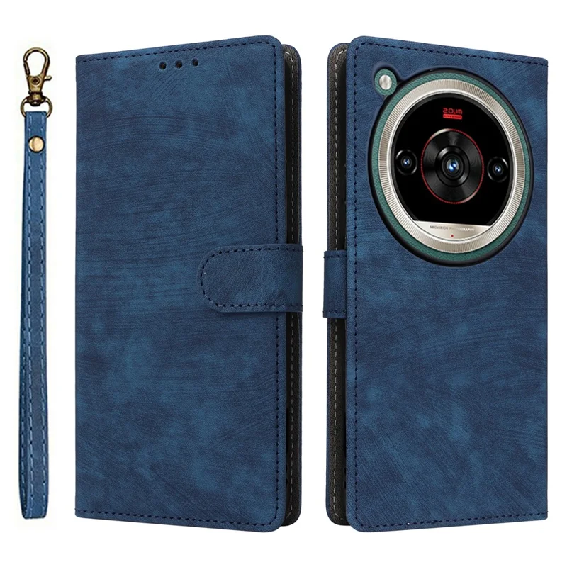 Phone Case For ZTE nubia Focus 2 Ultra 5G Wallet RFID Blocking PU Leather Phone Cover Stand with Strap - Blue