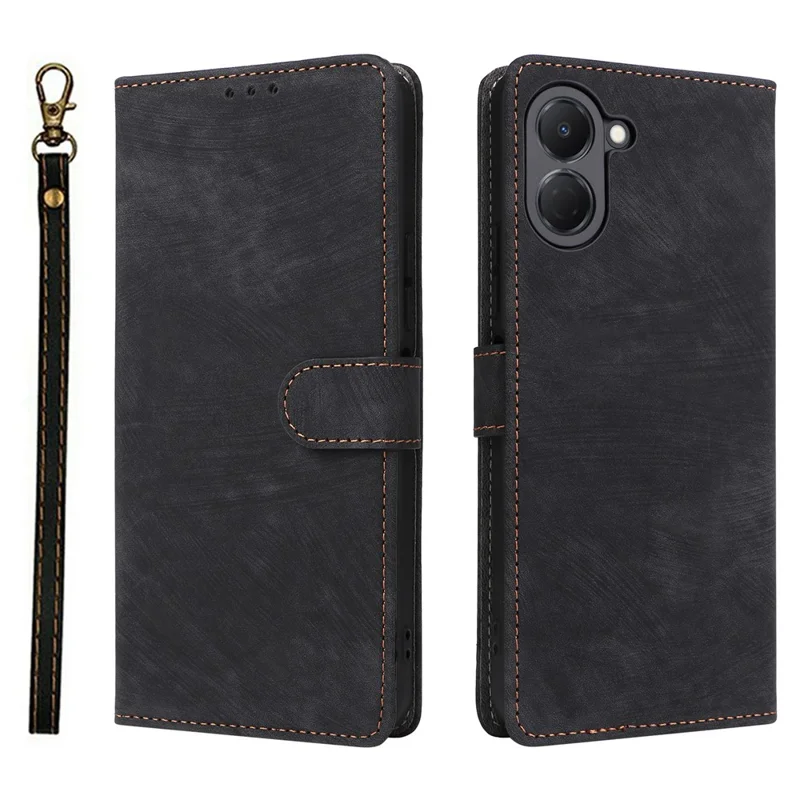 Phone Case For TECNO Spark Go 3 Wallet RFID Blocking PU Leather Phone Cover Stand with Strap - Black