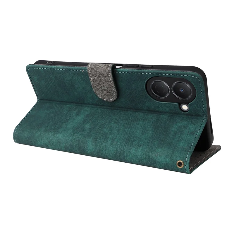 Phone Case For TECNO Spark Go 3 Wallet RFID Blocking PU Leather Phone Cover Stand with Strap - Green