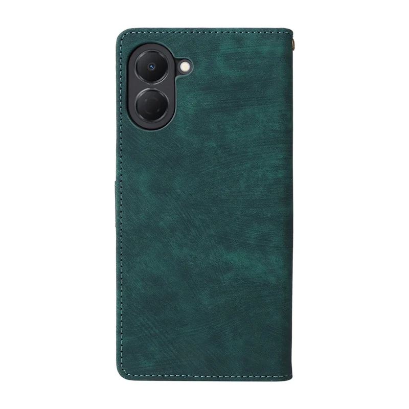 Phone Case For TECNO Spark Go 3 Wallet RFID Blocking PU Leather Phone Cover Stand with Strap - Green