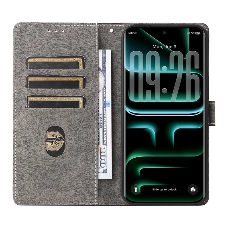 Coque pour téléphone Infinix Note Edge 5G, étui portefeuille en cuir PU avec blocage RFID, support intégré et sangle - Noir