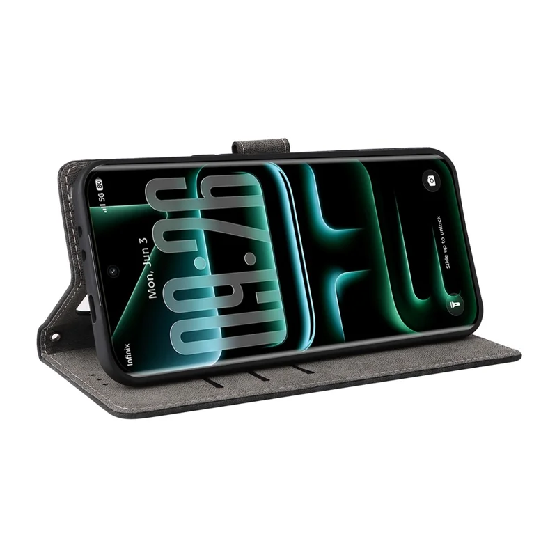 Coque pour téléphone Infinix Note Edge 5G, étui portefeuille en cuir PU avec blocage RFID, support intégré et sangle - Noir