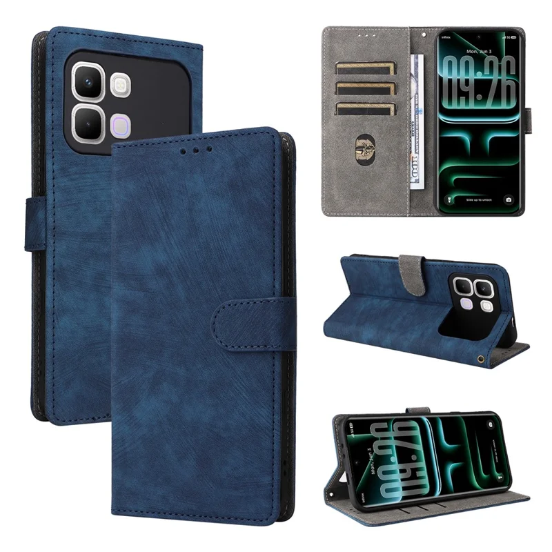 Phone Case For Infinix Note Edge 5G Wallet RFID Blocking PU Leather Phone Cover Stand with Strap - Blue