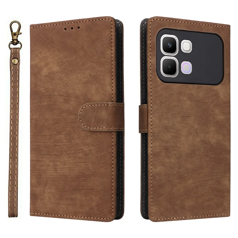 Handyhülle für Infinix Note Edge 5G, Brieftasche, RFID-Schutz, PU-Leder, Handyhülle mit Ständer und Riemen - Braun