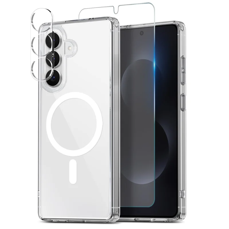 NORTHJO For Samsung Galaxy S26  /  S26 Pro Magnetic Case PC + TPU Phone Cover Set with Front Screen Protector + Lens Film - Transparent