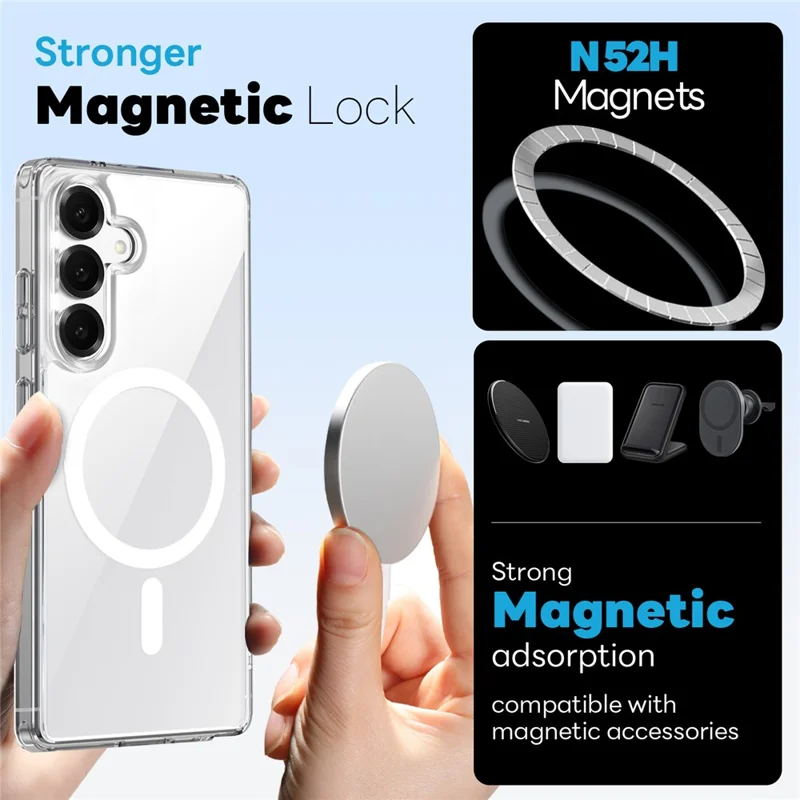 NORTHJO For Samsung Galaxy S26  /  S26 Pro Magnetic Case PC + TPU Phone Cover Set with Front Screen Protector + Lens Film - Transparent