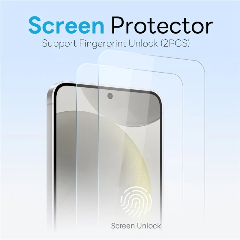 NORTHJO 5 in 1 Set for Samsung Galaxy S24 Magnetic Case PC + TPU Phone Cover with 2 Front Screen Protector (Support Fingerprint Unlock) + 2 Lens Film - Transparent