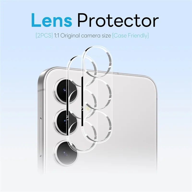 NORTHJO 5 in 1 Set for Samsung Galaxy S24 Magnetic Case PC + TPU Phone Cover with 2 Front Screen Protector (Support Fingerprint Unlock) + 2 Lens Film - Transparent