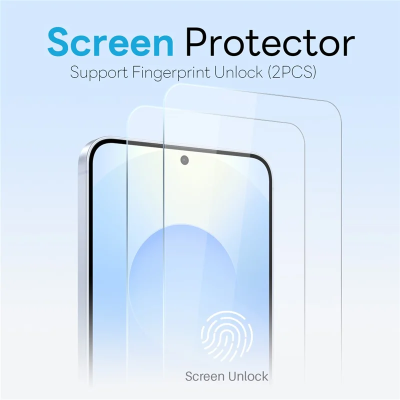 NORTHJO 5 in 1 Set for Samsung Galaxy S25+ Magnetic Case PC + TPU Phone Cover with 2 Front Screen Protector (Support Fingerprint Unlock) + 2 Lens Film - Transparent