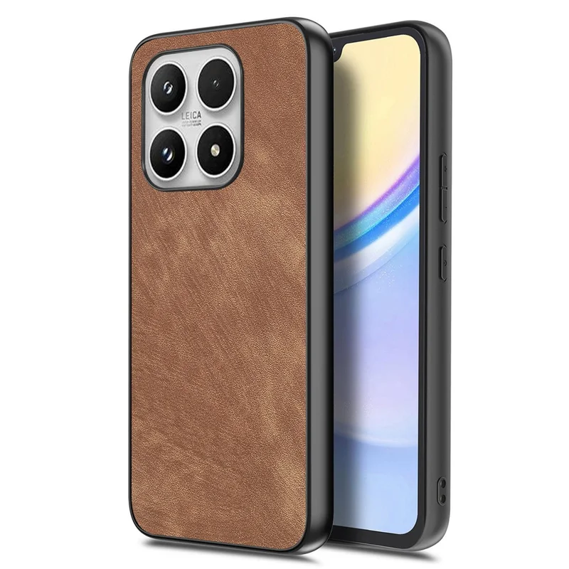 For Xiaomi 17 Case Shockproof Slim Retro Leather Phone Back Cover - Brown