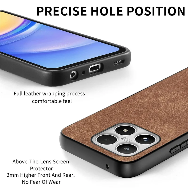 For Xiaomi 17 Case Shockproof Slim Retro Leather Phone Back Cover - Brown