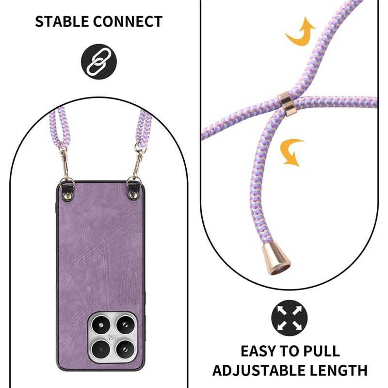 For Xiaomi 17 Case Retro Leather Phone Back Cover with Adjustable Strap - Black