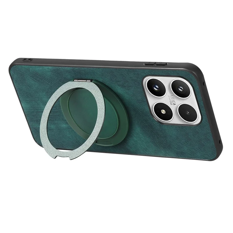 For Xiaomi 17 Phone Case with Rotating Kickstand Stress Relief Retro Leather Back Cover - Green
