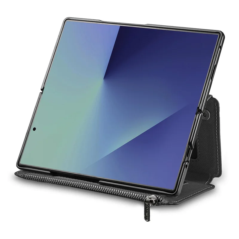 حالة مغناطيسية لهاتف Samsung Galaxy Z Fold7 5G، غطاء هاتف قابل للفصل بتصميم محفظة وحامل ونسيج قماشي من الجلد + PC + TPU - أسود