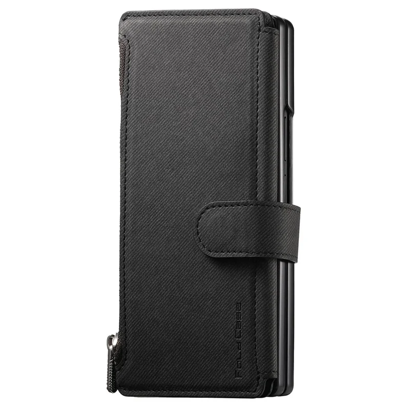 Für Samsung Galaxy Z Fold5 5G Magnetische Hülle Abnehmbares Wallet Ständer Stoffstruktur Leder + PC + TPU Handyhülle - Schwarz