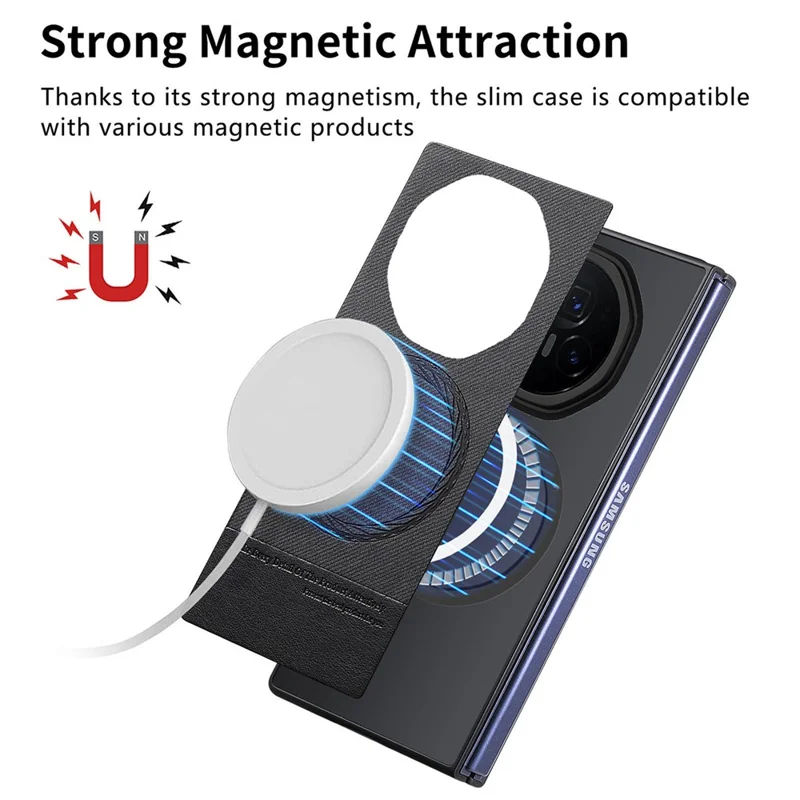 For Honor Magic V3 5G Magnetic Case Detachable Wallet Stand Cloth Texture Leather + PC + TPU Phone Cover - Black