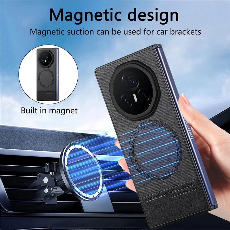 For Honor Magic V3 5G Magnetic Case Detachable Wallet Stand Cloth Texture Leather + PC + TPU Phone Cover - Black