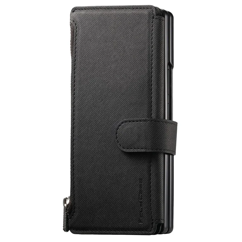 For Honor Magic V3 5G Magnetic Case Detachable Wallet Stand Cloth Texture Leather + PC + TPU Phone Cover - Black