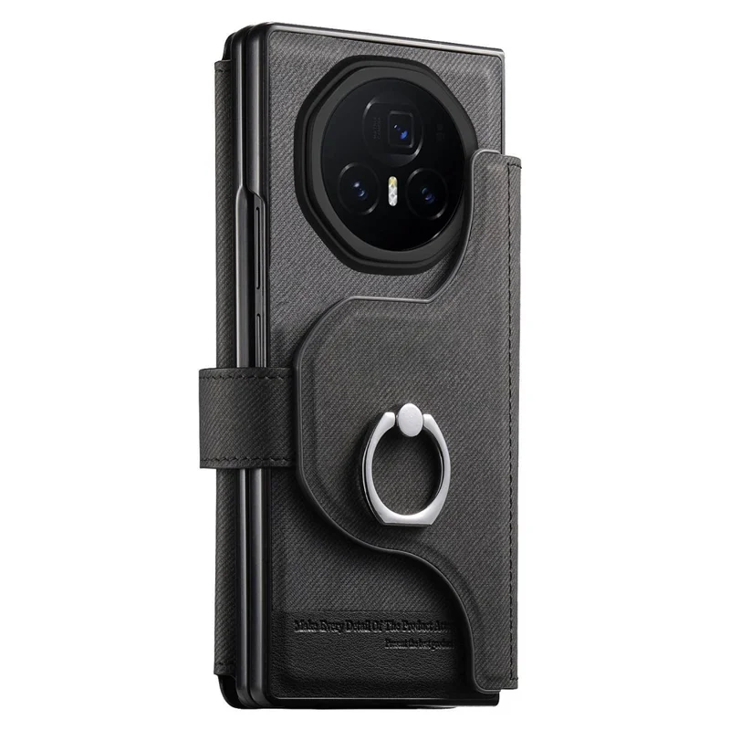 For Honor Magic V3 5G Magnetic Case Detachable Wallet Stand Cloth Texture Leather + PC + TPU Phone Cover - Black