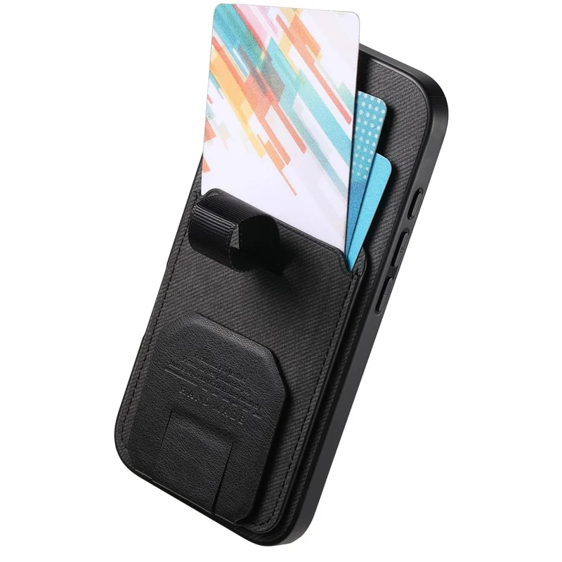 Phone Case for Google Pixel 10 Pro  /  Pixel 10 Cloth Texture TPU PU Leather PC Phone Back Cover with Card Holder Kickstand - Black