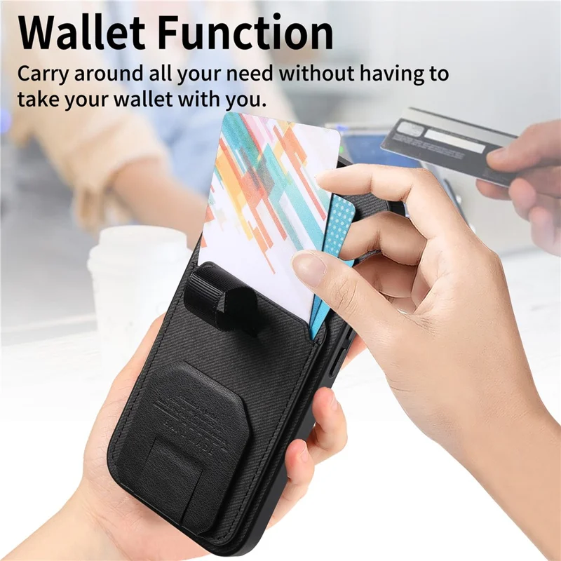 Phone Case for Google Pixel 10 Pro  /  Pixel 10 Cloth Texture TPU PU Leather PC Phone Back Cover with Card Holder Kickstand - Black